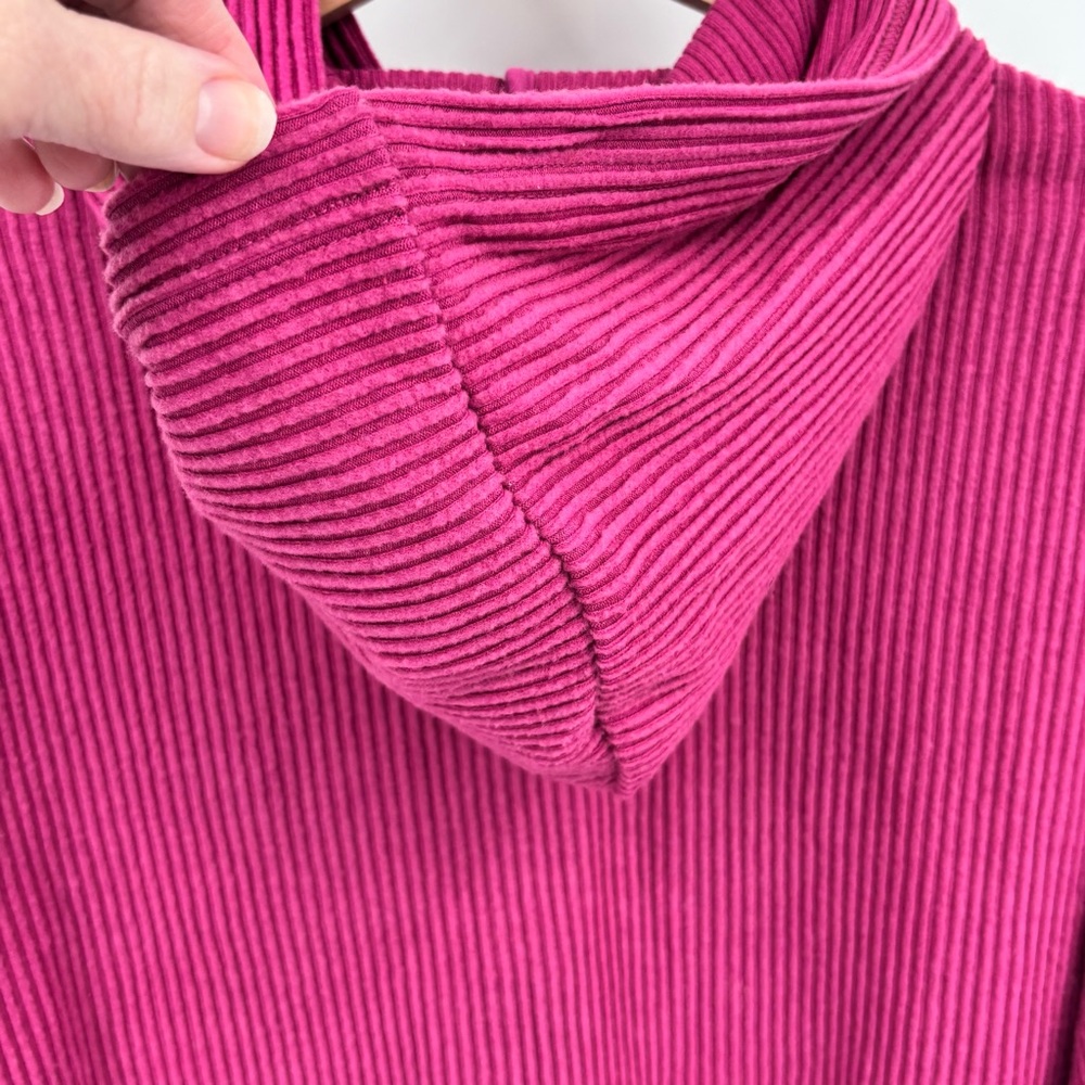 ALO Yoga muse ribbed cropped hoodie raspberry Sorbet XS athleisure - Picture 6 of 9